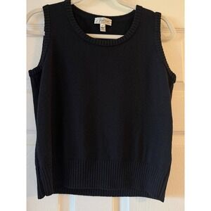 St. John Sport Black Knit Shell Vest Sweater Tank Top Size Medium SJ Logo